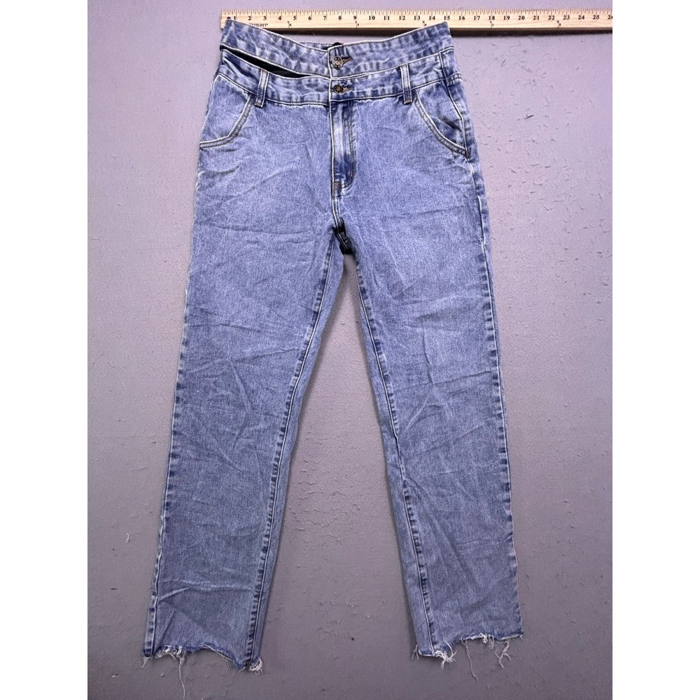 Lioness Straight Leg Jeans 100% Cotton Light Wash Blue Size M Womens